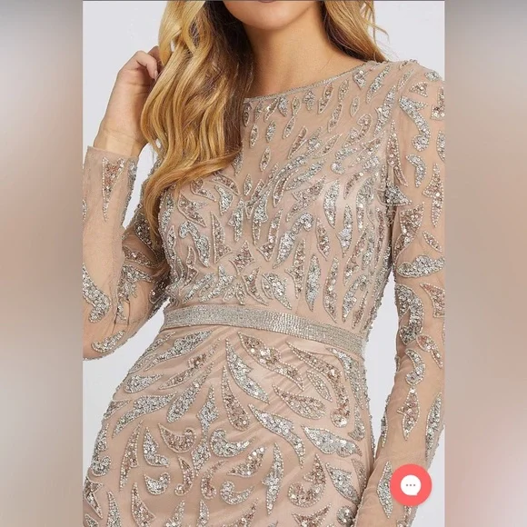 Long sleeve embellished long gown - Picture 3 of 8